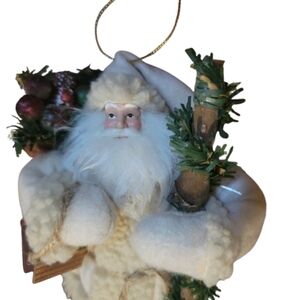 Vintage Santa Claus In White Coat Pants Christmas Decoration